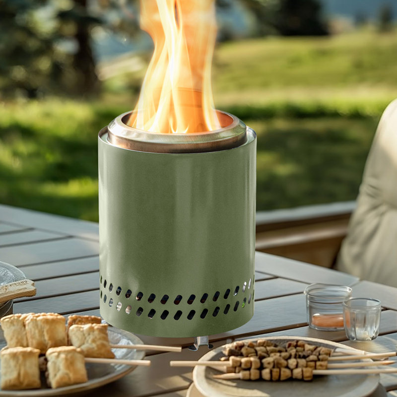 Mini Stainless Steel frame Tabletop Firepit, Green