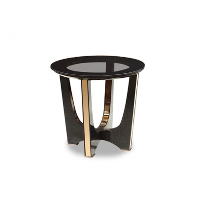 Modern Black Crocodile & Rosegold End Table