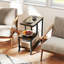 1 table de bout moderne en forme de G avec tablettes de rangement et roulettes verrouillables pour le salon - brun-1605099674-1605099679