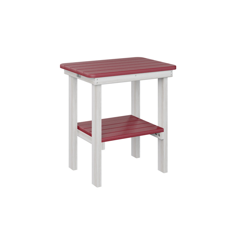 Outdoor Rectangle Side Table, Scarlet Red, Seashell
