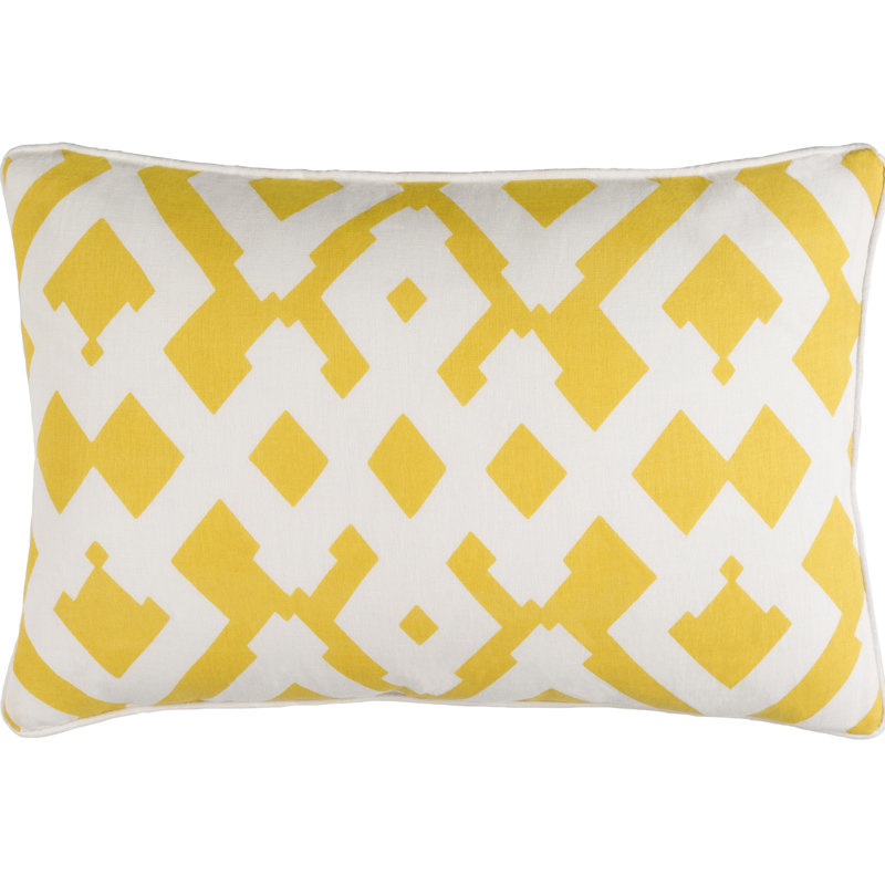 Belford Geometric Linen Throw Pillow, Sunflower/Ivory, Down Blend