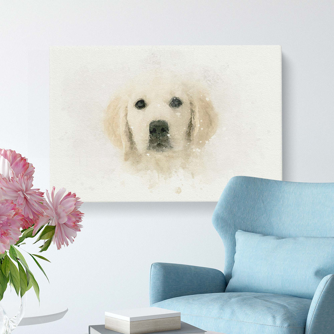 Golden Retriever Puppy in Abstract - Wrapped Canvas