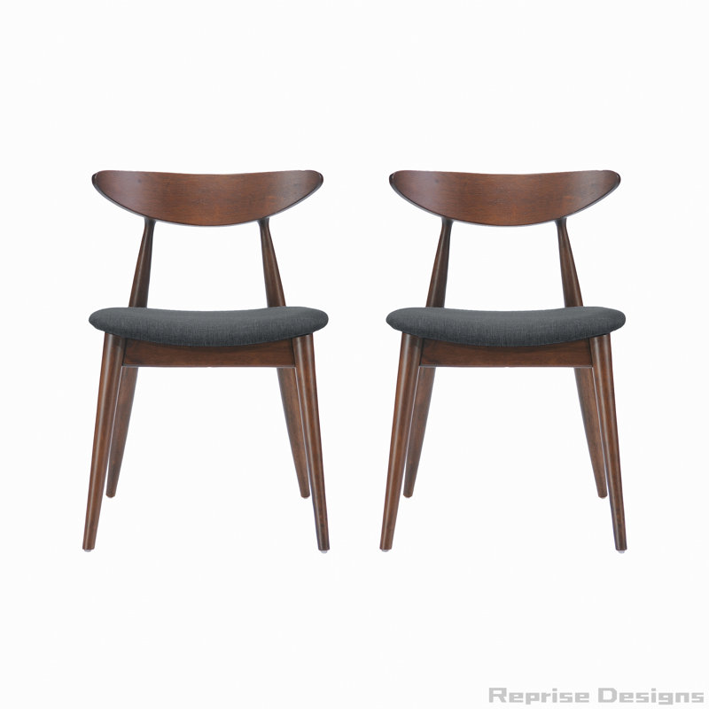 Ensemble de 2 chaises rétro en bois d'hévéa avec dossier ergonomique, Beige, Naturel