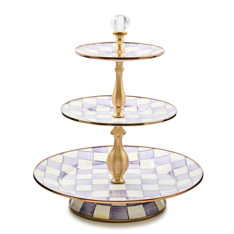 Violet Check Three Tier Sweet Stand