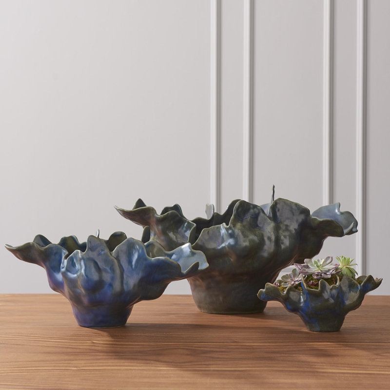 Meteor Decorative Bowl, Blue, Small (6.5'' H x 13'' W x 7.75'' D)