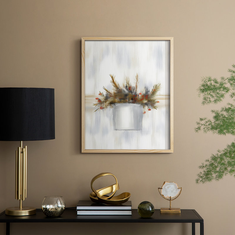 «Christmas Holiday Art CDXII», reproduction d'art encadrée - bois massif, Naturel, H 15 po x l 12 po