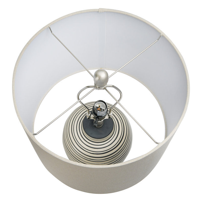 Modern Black and Gray Ceramic Table Lamp with Linen Shade