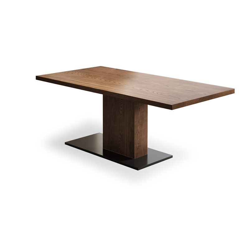Table de salle à manger rectangulaire en bois massif brun pour la salle à manger / cuisine