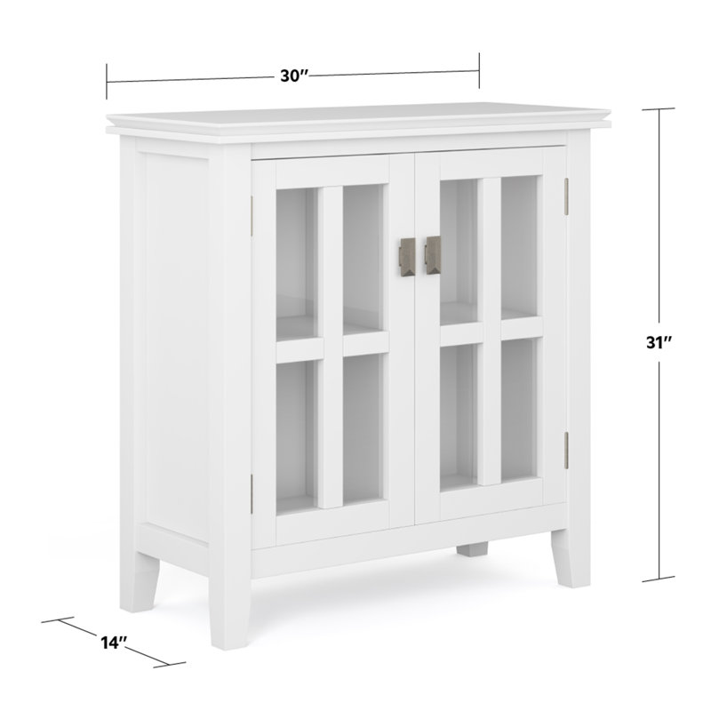 White Solid Wood Office Storage Cabinet with Glass Doors