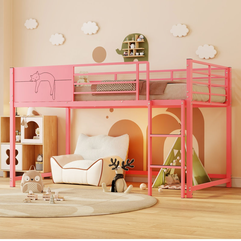 Lit de sécurité en métal pour enfants avec garde-corps et assemblage facile