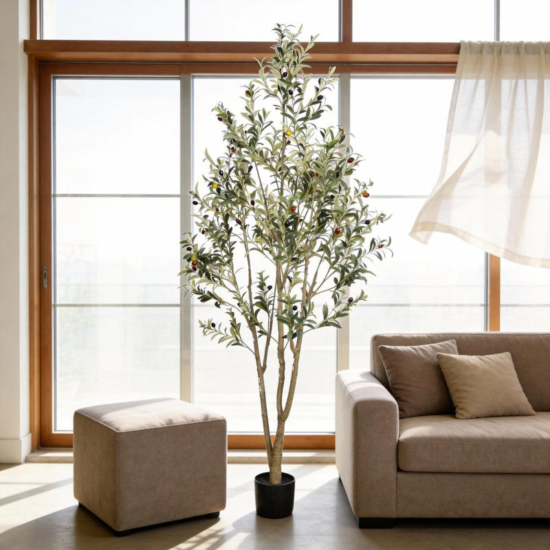 Artificial Olive Tree with Pot, 84" x 37"