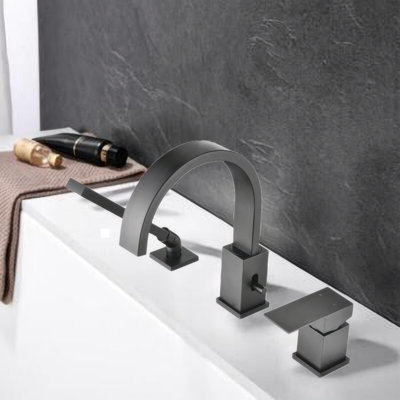Waterfall Roman Tub Faucets Bathtub Faucets, Brass Deck Mount Tub Filler Bathroom Faucets With Hand Shower