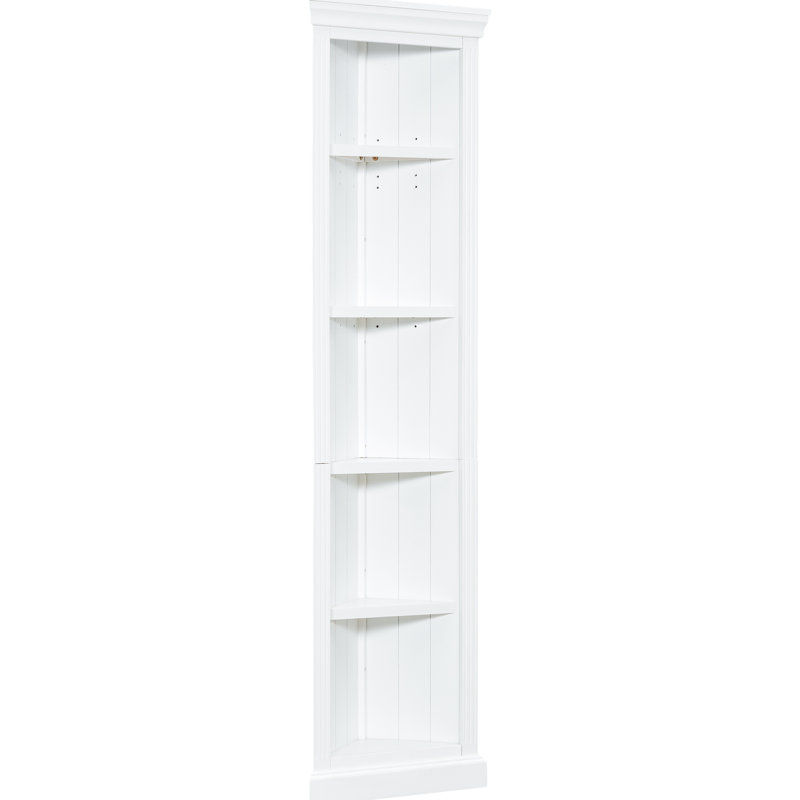 Bibliothèque de coin à 5 niveaux avec DEL, tablette blanche de 83,4 po de hauteur pour le bureau à domicile, le salon et la salle de jeu