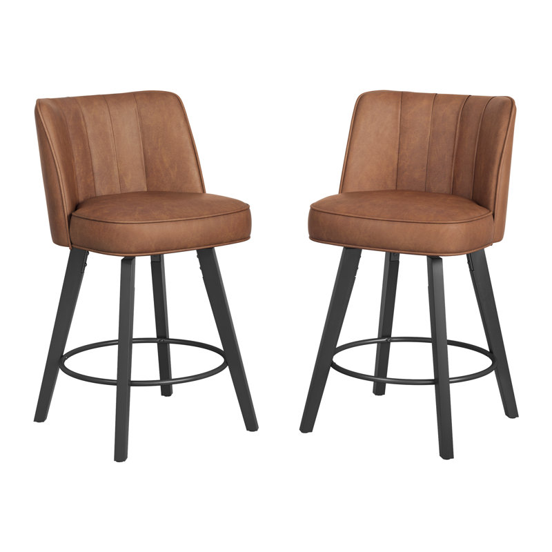 Paul Swivel 26' Counter Stool, Siège brun / Cadre noir