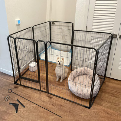Dog Playpen Indoor & Outdoor Foldable Metal Pet Exercise Fence Pen With Door Gate,dog Kennels For Small/medium/puppy Dogs,rabbits (8 Panels, 39 Inch)