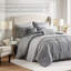 Édredon 10 pièces pour grand lit gris avec motif géométrique en fil métallique, jupe de lit et coussins décoratifs de toutes les saisons-121170381-121170382