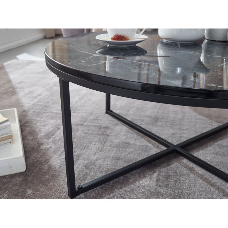 Oglesby Cross Legs Coffee Table, Black, 35cm H x 80cm W x 80cm D