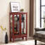 Armoire vitrée 2 portes avec portes en verre trempé, armoires vitrées avec panneau arrière en miroir et tablettes réglables, vitrine éclairée pour la maison, ampoule de bureau incluse
