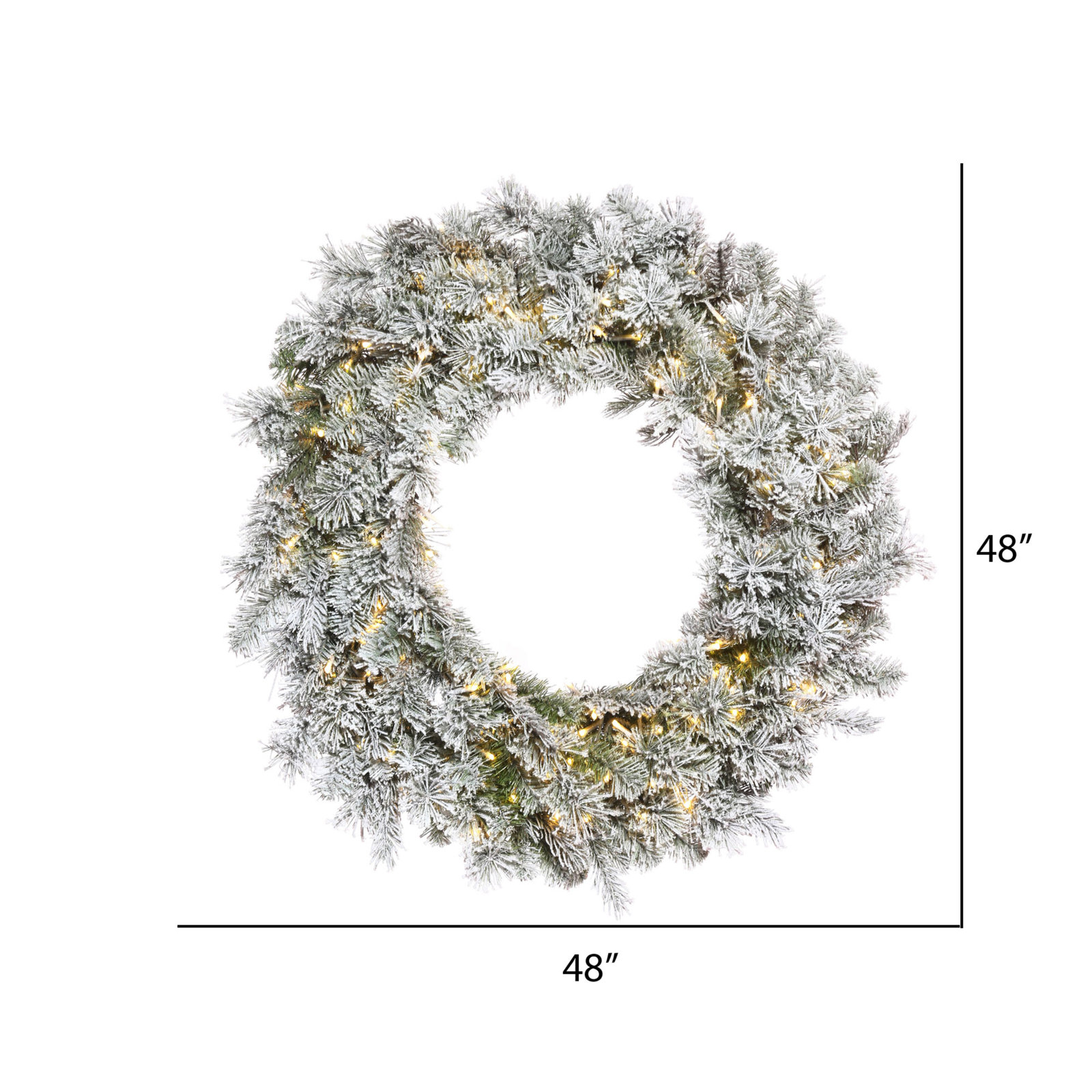 Winfield Frosted Pre-Lit Pine Christmas Wreath, 48" H x 48" W x 3" D