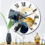 Horloge murale paysage en métal bleu foncé et or III-93380058