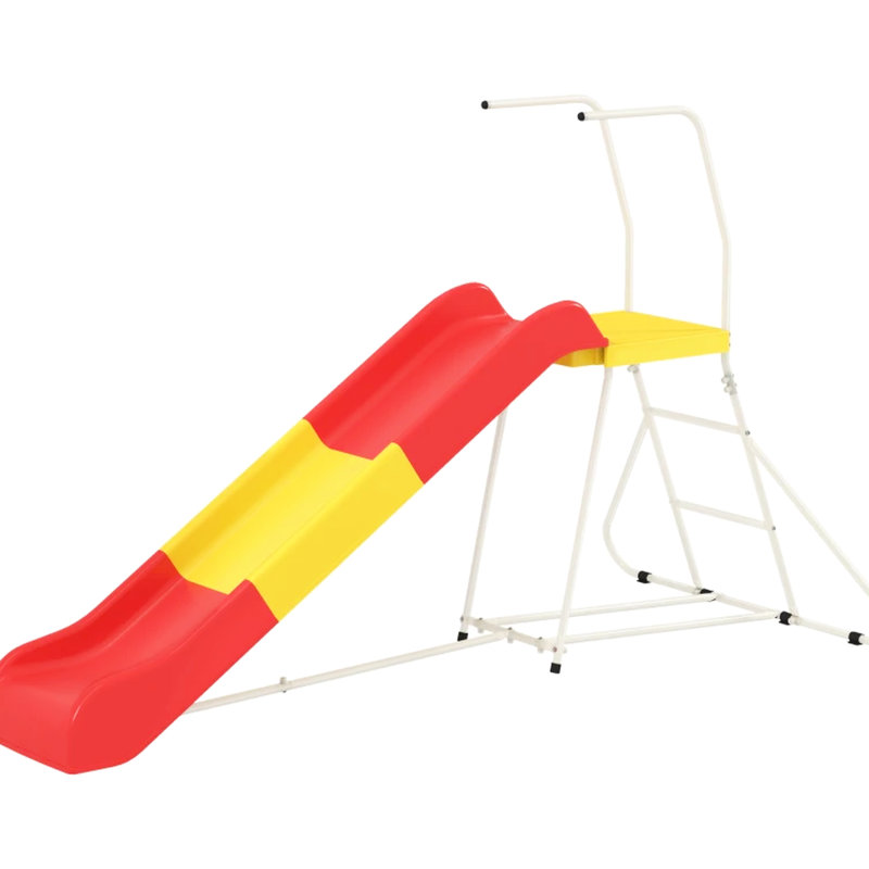 Glissade, distance de 6 pi, fabrication en métal avec support stable, revêtement thermolaqué et pente douce sécuritaire, conforme aux normes, installation facile et rapide pour glissade de 3 à 8 ans, aire de jeu autoportante