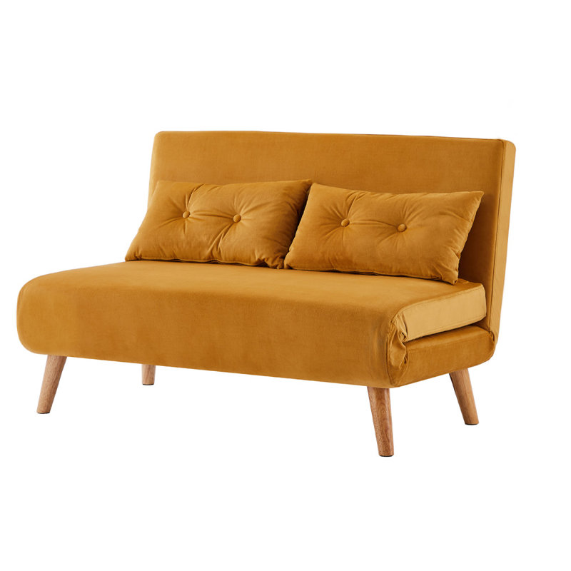 Donlon 2 Seater Velvet Sofa Bed, Mustard Velvet