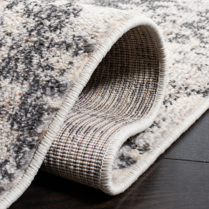 Elegant Grey/Ivory Synthetic 10' x 14' Easy-Care Area Rug