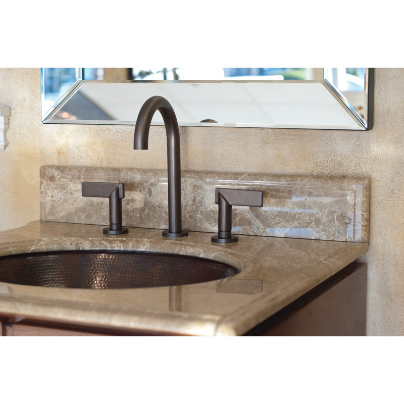Priya Widespread Bathroom Faucet with Drain Assembly, Forever Brass