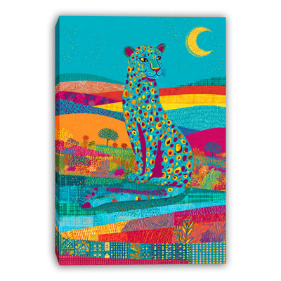 Neon Leopard Dreams Wrapped Canvas Wall Art