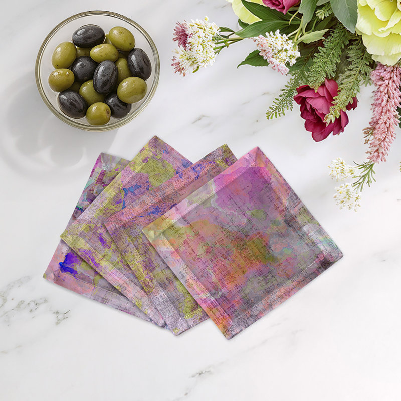 Impressionism Cotton Sateen Cocktail Napkins, Fressia