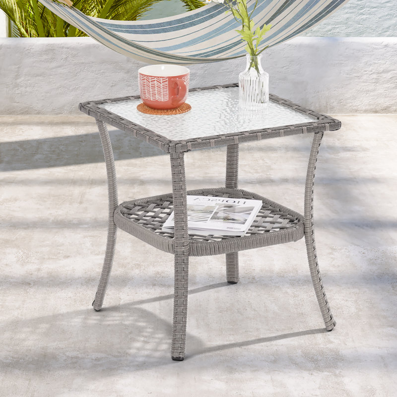 Charlean Square Metal Outdoor Side Table , 18'' in. W 18'' in. D, Gray