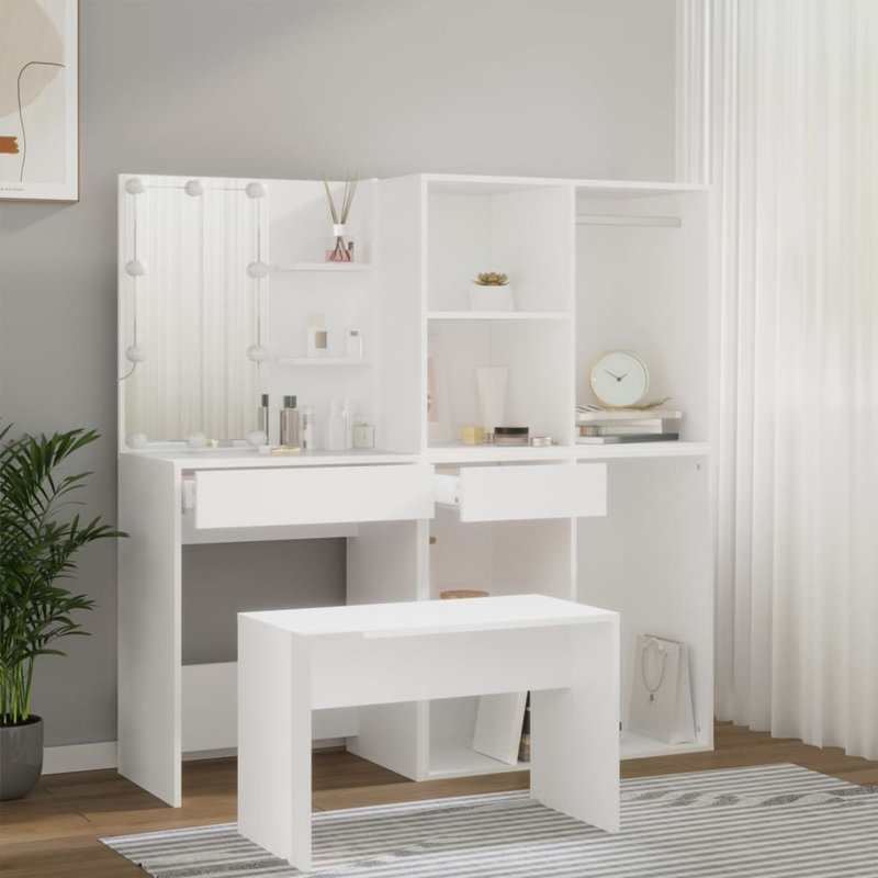 Hausmann Dressing Table with Mirror, White
