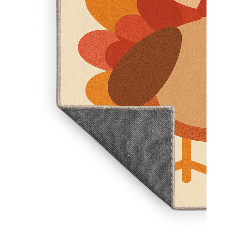 Soft Plush Escarcega Thanksgiving Modern & Contemporary Abstract Area Rug in Beige – Beige Binding, 4x6