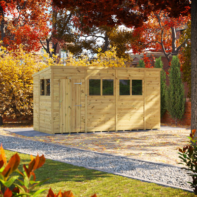 Powersheds Premium Pressure Treated Timber Pent Garden Shed