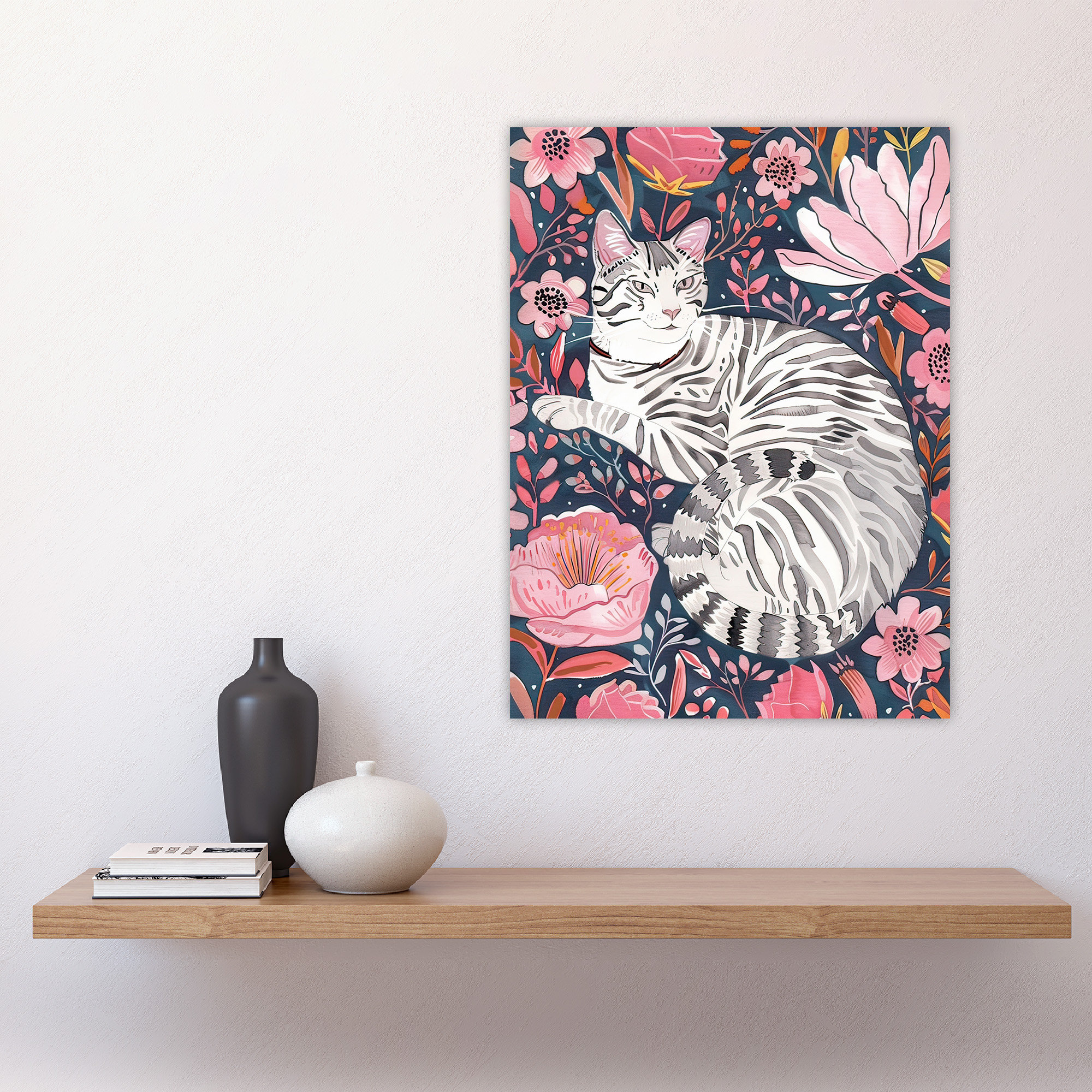Wee Blue Coo Wall Art Print Abstract With A Hint Of Flower Bohemian Floral Watercolour Painting Pink Bright Pastel Poster Webm2308