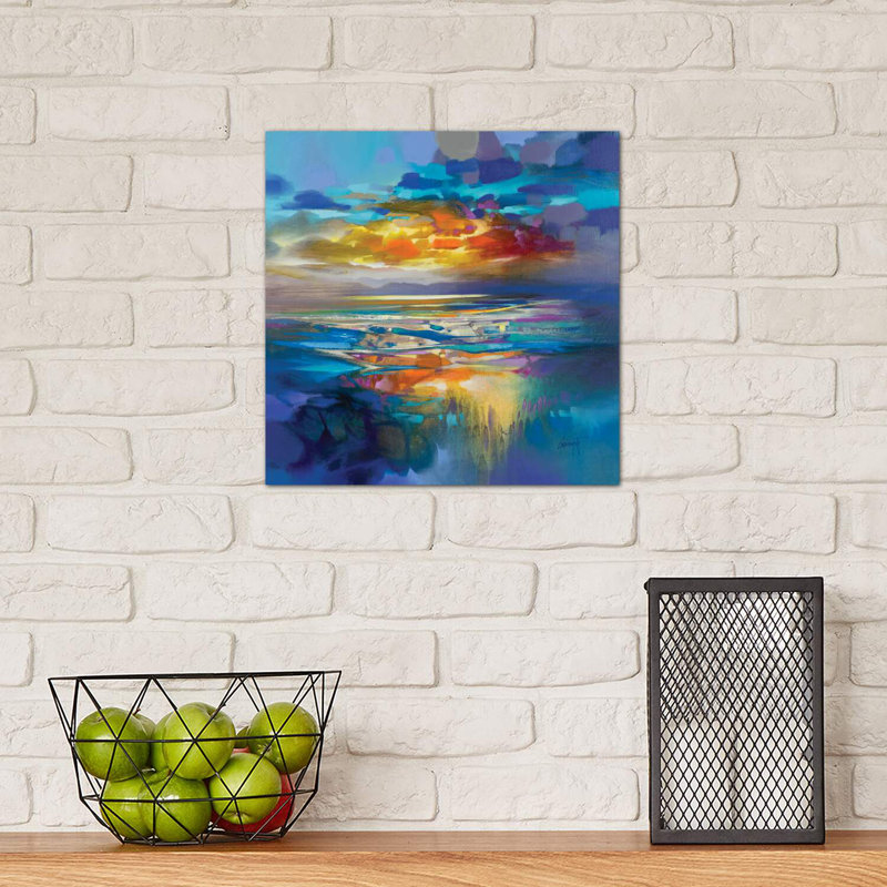 Liquid Cyan by Scott Naismith - Painting, Wrapped Canvas, 12" H x 12" W x 0.75" D