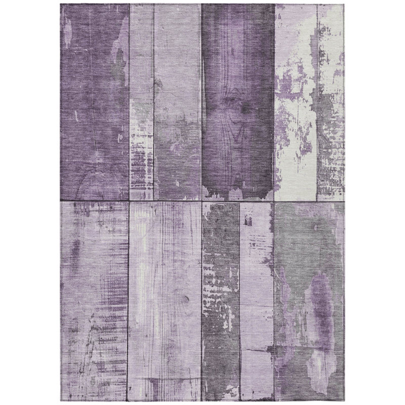 Machine Washable Indoor/Outdoor Xhevrie Purple Rug, Rectangle 10' x 14'