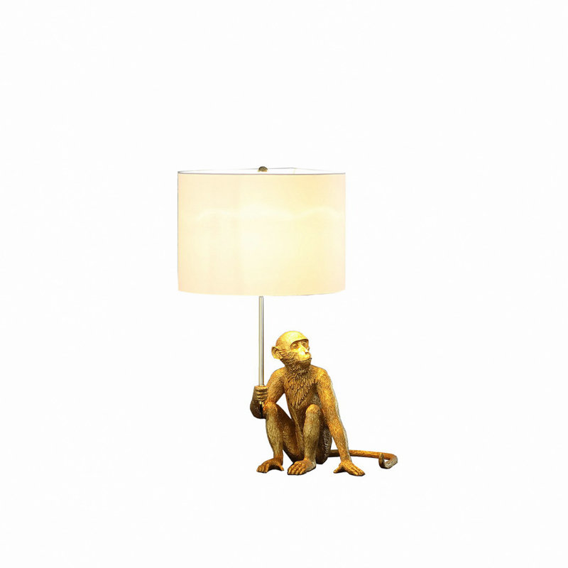 Lampe de table 25,50 "en singe doré tenant une polyrésine
