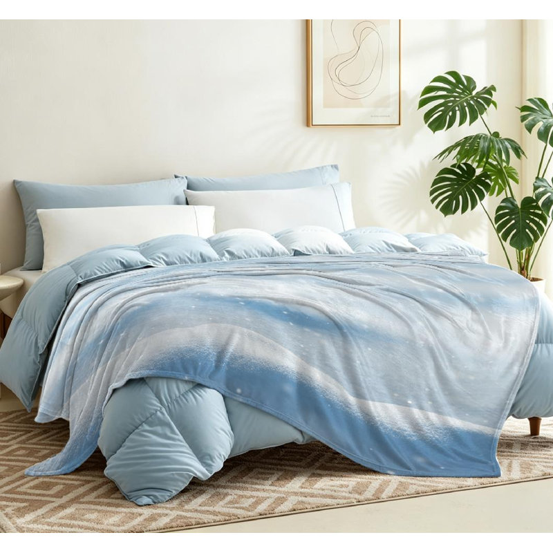 Jeté en molleton bleu flanelle ultra doux, Jeté 50 po x 60 po