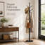 Freestanding Clothes Rack, Marble Stable Base With Six Hooks, Modern Rack For Coats Hats Bags In Multiple Rooms