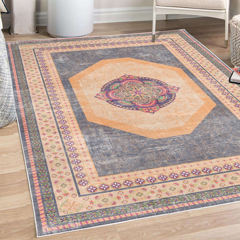 Tapis décoratif bohémien, Rectangle 4 pi x 5 pi 5 po