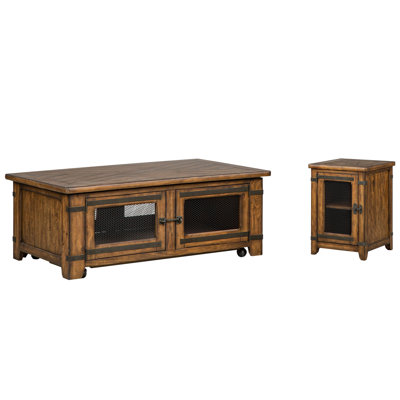 Lift Top Storage Caster Cocktail Table With Chairside End Table