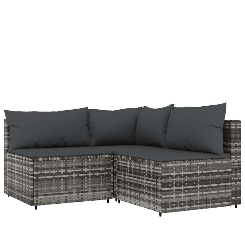 3 - Person Patio Conversation Set with Cushions, Dark Gray, Gray