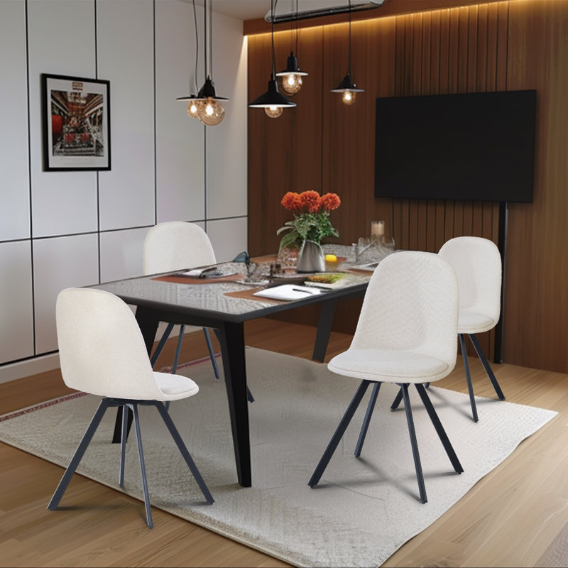 Ensemble de 4 chaises de salle à manger Bulera, avec siège rembourré confortable pour la cuisine, salle à manger, salle de réception, beige, Bulera
