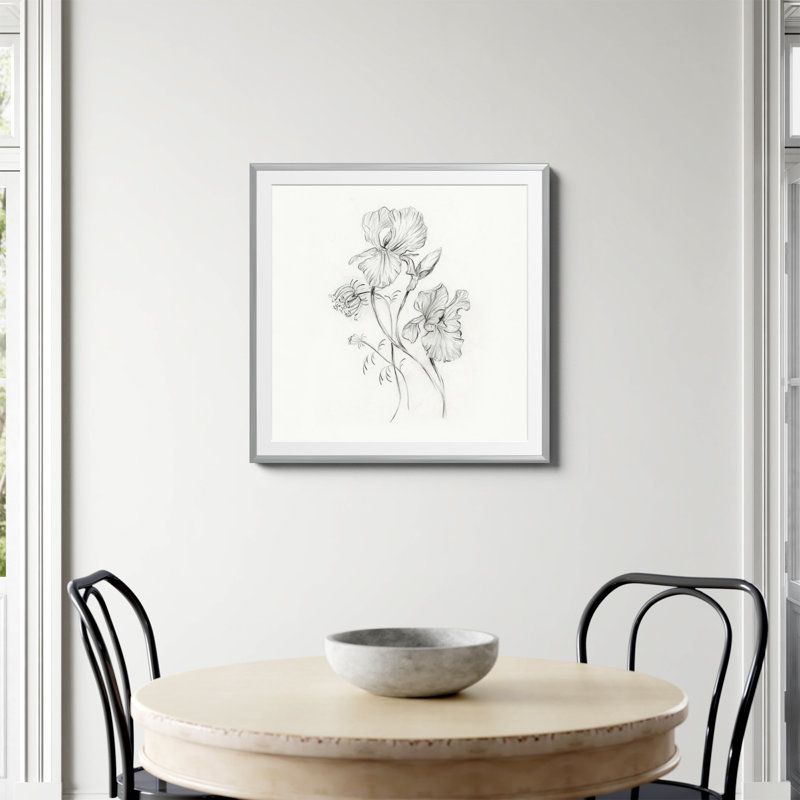 «Iris Pencil Dessin» par Shealeen Louise, H 30 po x l 30 po, Oui, Papier avec cadre simple argenté