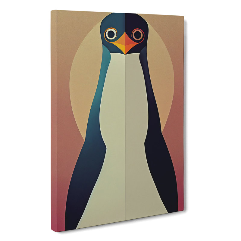 XV1022-4410X Symmetrical Penguin Abstract - Print, No Matte, Wrapped Canvas, 50cm H x 35cm W x 3cm D