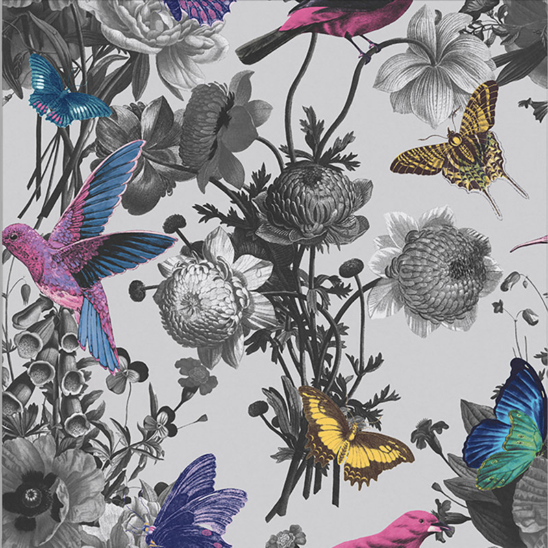 Davien Floral Wallpaper Double Roll, Gray