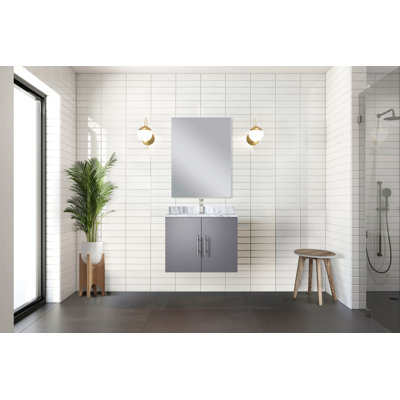 Bath Vanity 24 In. W X 22 In. D, Carrara Marble Top, And Faucet Set