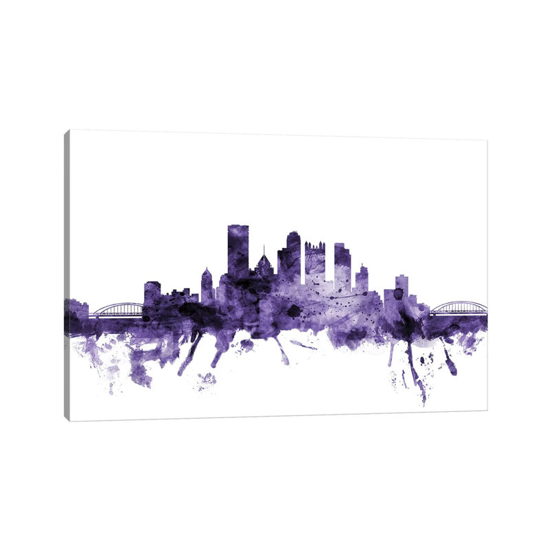 Pittsburgh, Pennsylvania Skyline by Michael Tompsett - 1 Piece Wrapped Canvas Wall Art, 20.32 cm H x 30.48 cm W