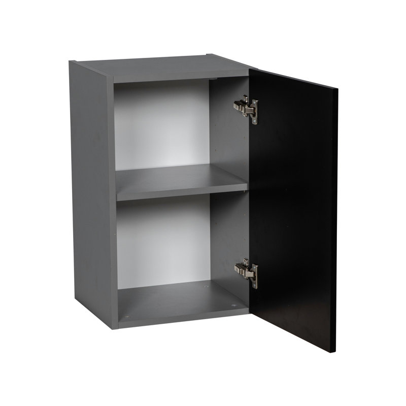 Open 24'' H Particleboard Standard Wall Cabinet Ready-to-Assemble, Black Matte, 24" H x 9" W